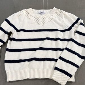 525 America Women's Navy and Cream Striped Sweater